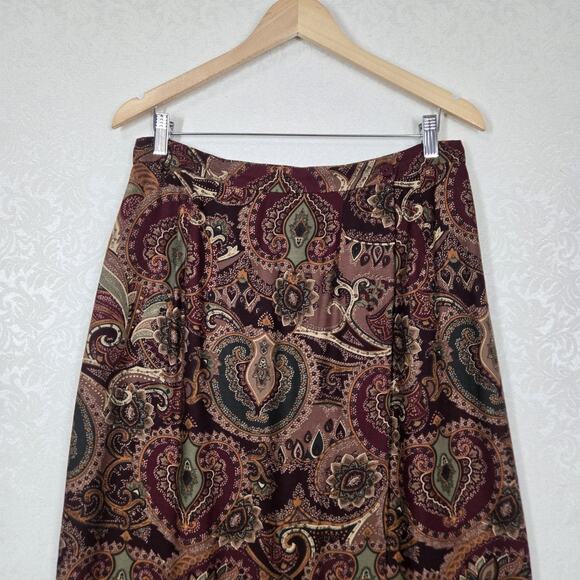 VTG Talbots Paisley Floral Midi Wrap Skirt sz L* Dark Academia Moody - Picture 2 of 14